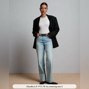 AE77 Premium Stovepipe Jean In Light Wash Size 4 Short Rigid Cotton High Rise